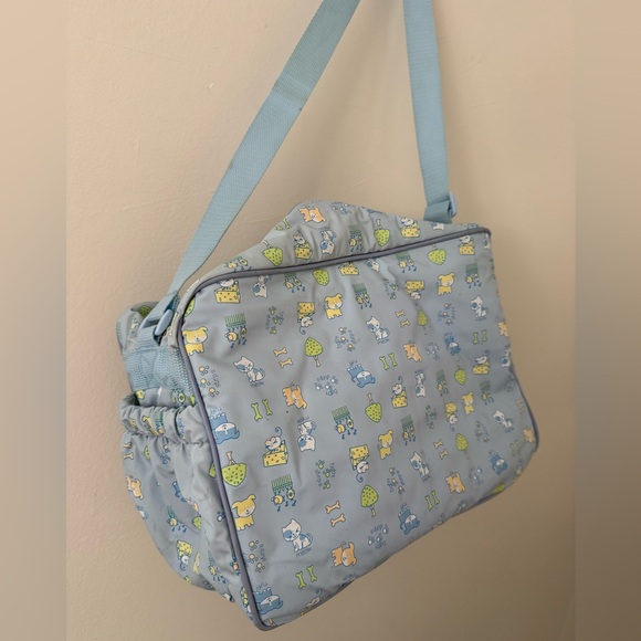 VTG 90s Y2K Insulated Diaper Bottle Bag Gerber Baby w/ Changing Pad Blue Animals - Picture 9 of 16
